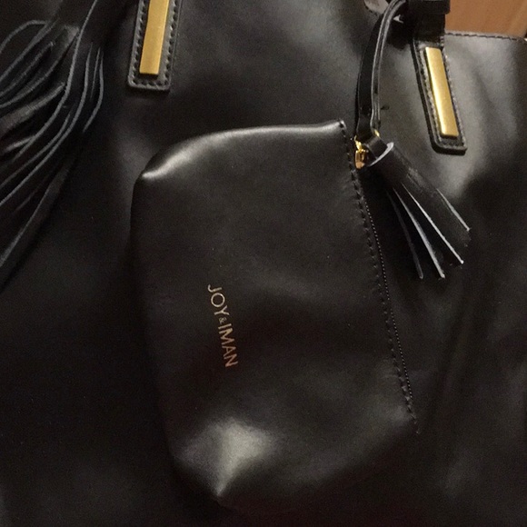 NWT,JOY&IMAN BLACK SAFANO REAL LEATHER,TASSELS,CHAIN PURSE INCLUDED,SNAPS 4 KEYS - Picture 4 of 9